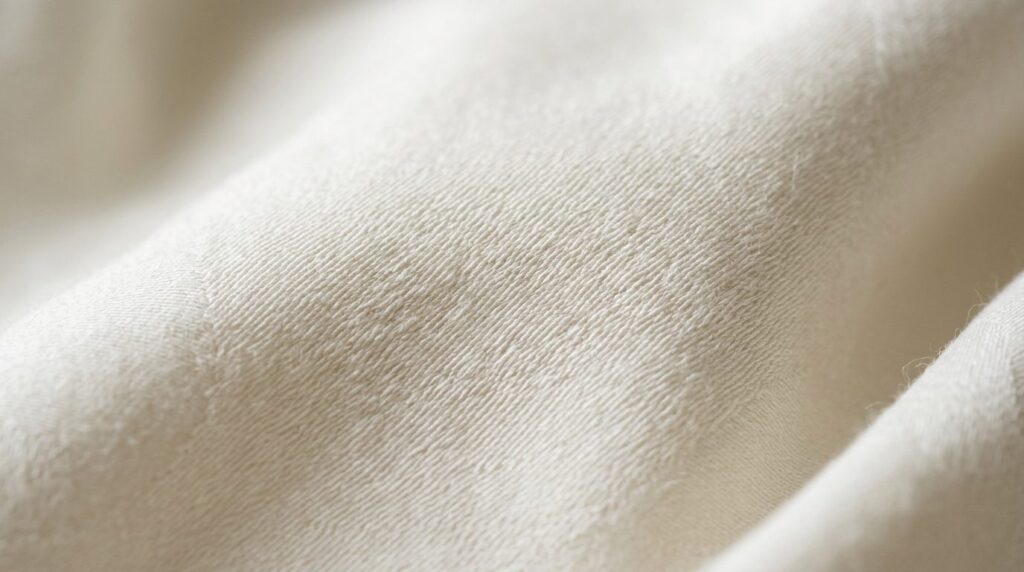 Close-up macro photography of premium Giza cotton duvet cove