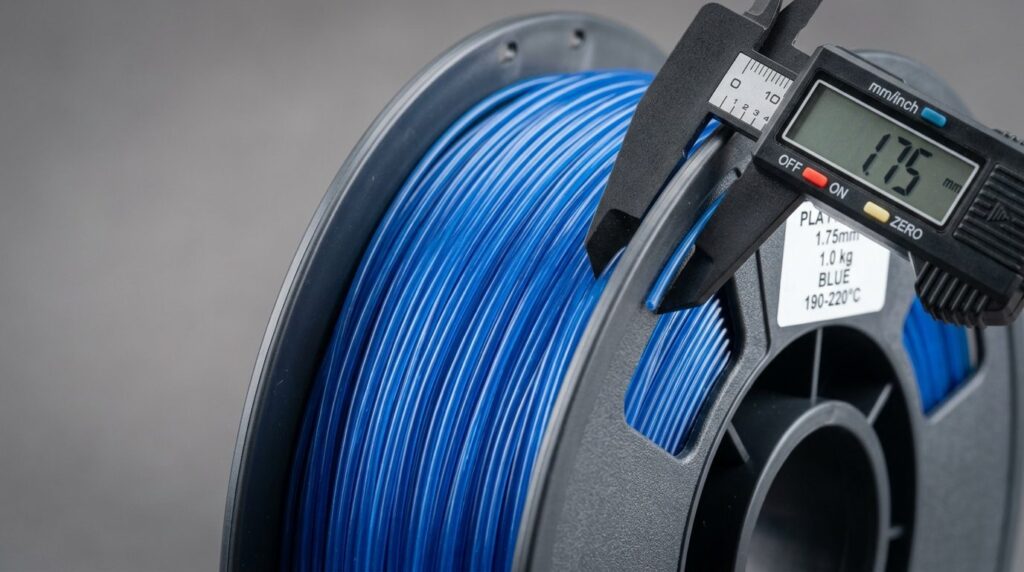 Tæt billede af en filament-rulle til 3D-printer.