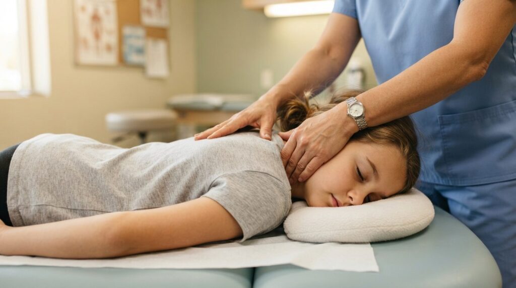 Close-up professional photograph of a therapists hands gent